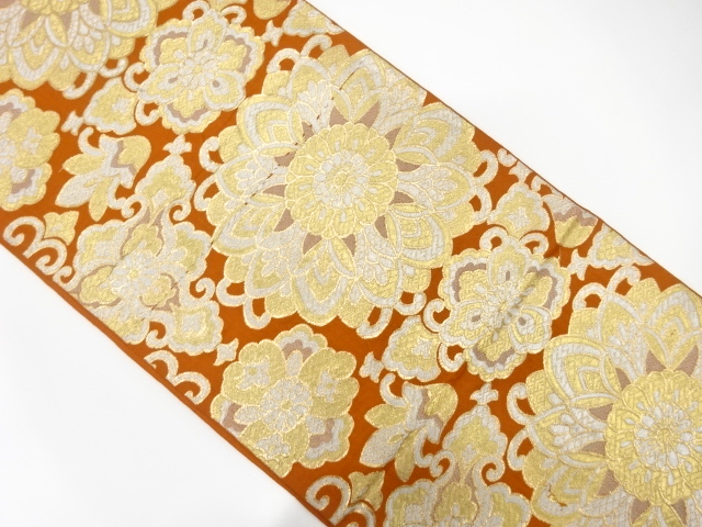 JAPANESE KIMONO / ANTIQUE FUKURO OBI / SILK / WOVEN FLOWER CREST